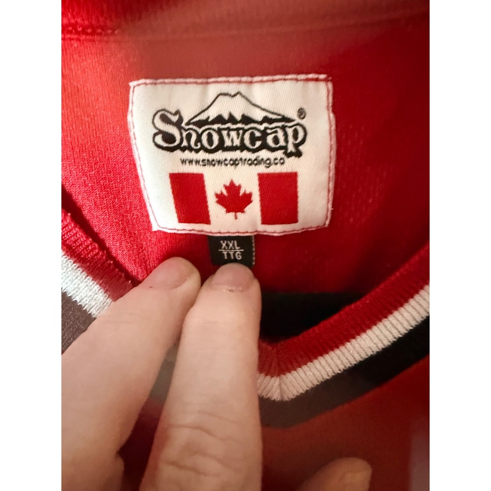 Snowcap Canada Jersey Mens XXL Red Black White Striped Embroidered V-Neck Mesh - Picture 3 of 8